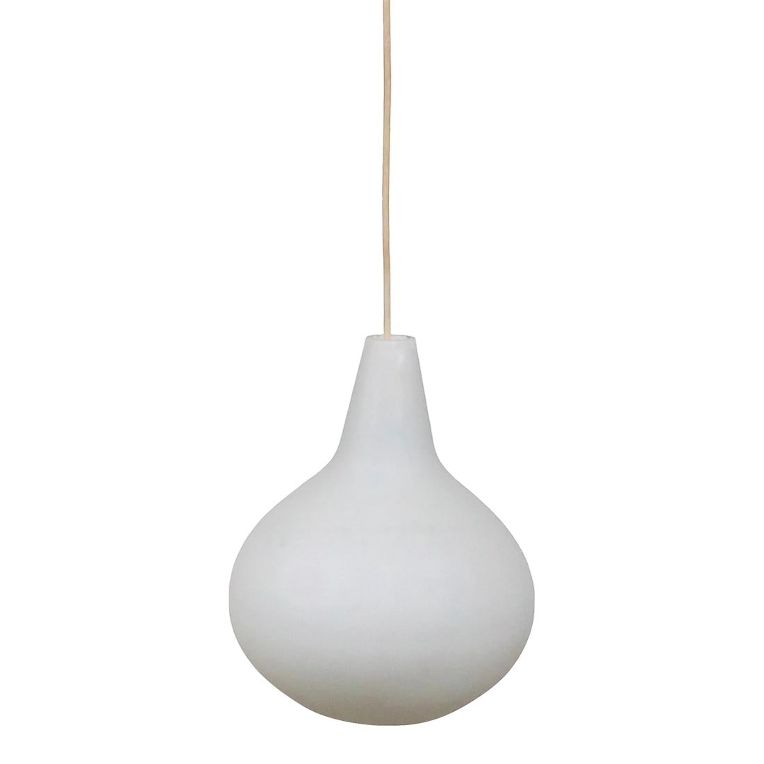 Mid Century Frosted White Glass Pendant Light After Kristiansson for Luxus C 1960's (1 of 11)
