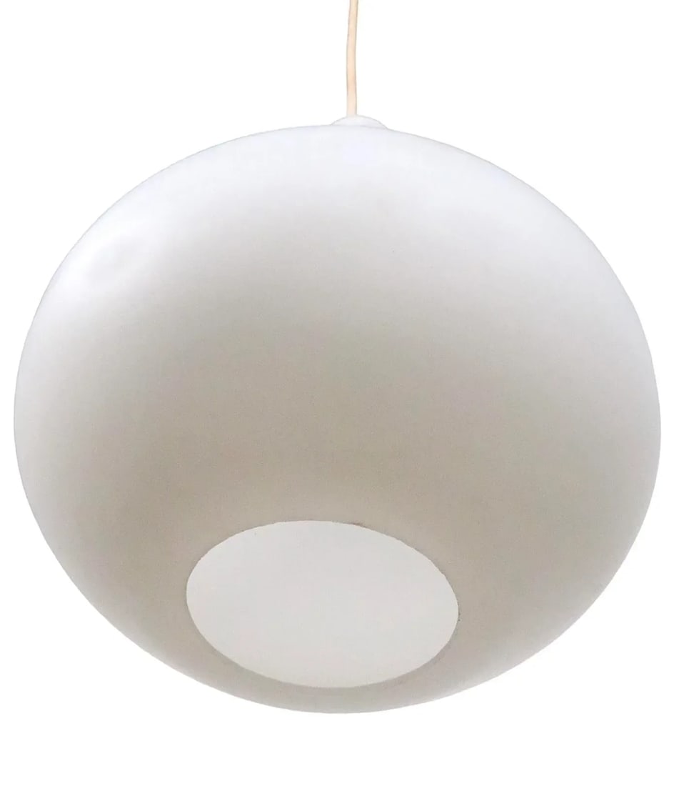 Mid Century Frosted White Glass Pendant Light After Kristiansson for Luxus C 1960's - 6