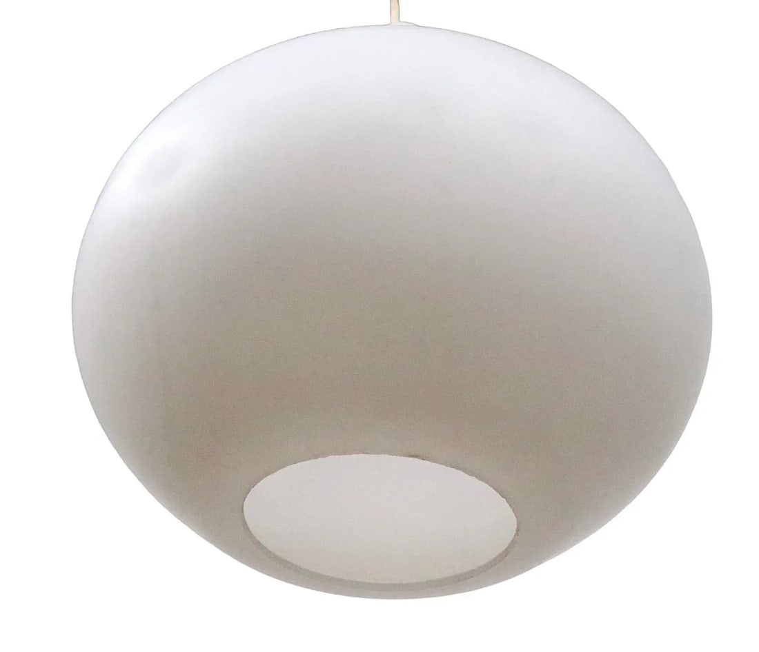 Mid Century Frosted White Glass Pendant Light After Kristiansson for Luxus C 1960's - 7