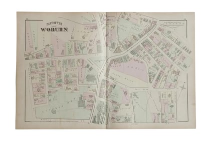Antique Woburn Massachusetts Atlas Map Plate C