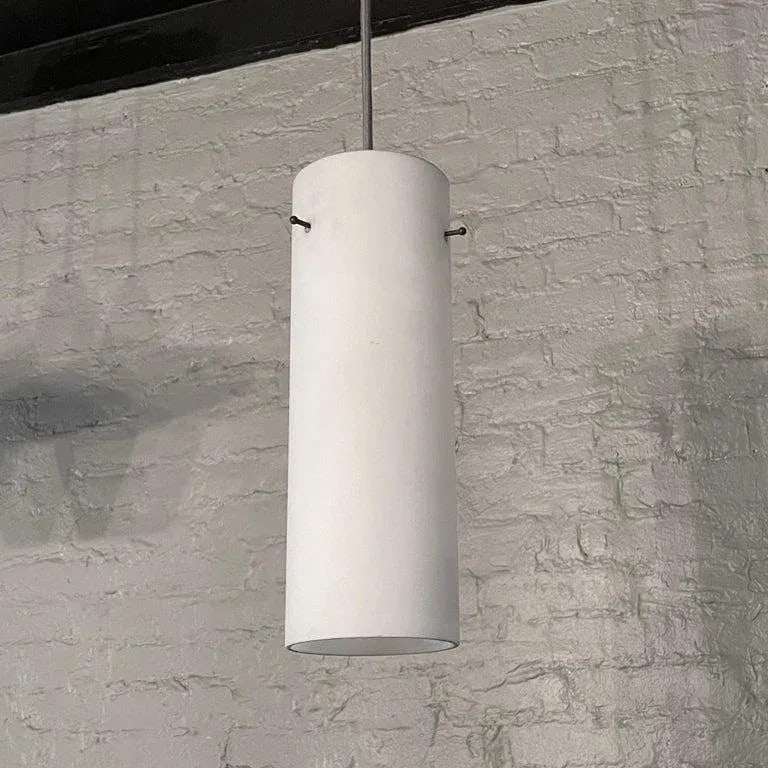 Mid-Century Modern Frosted Glass Cylinder Pendant - 2