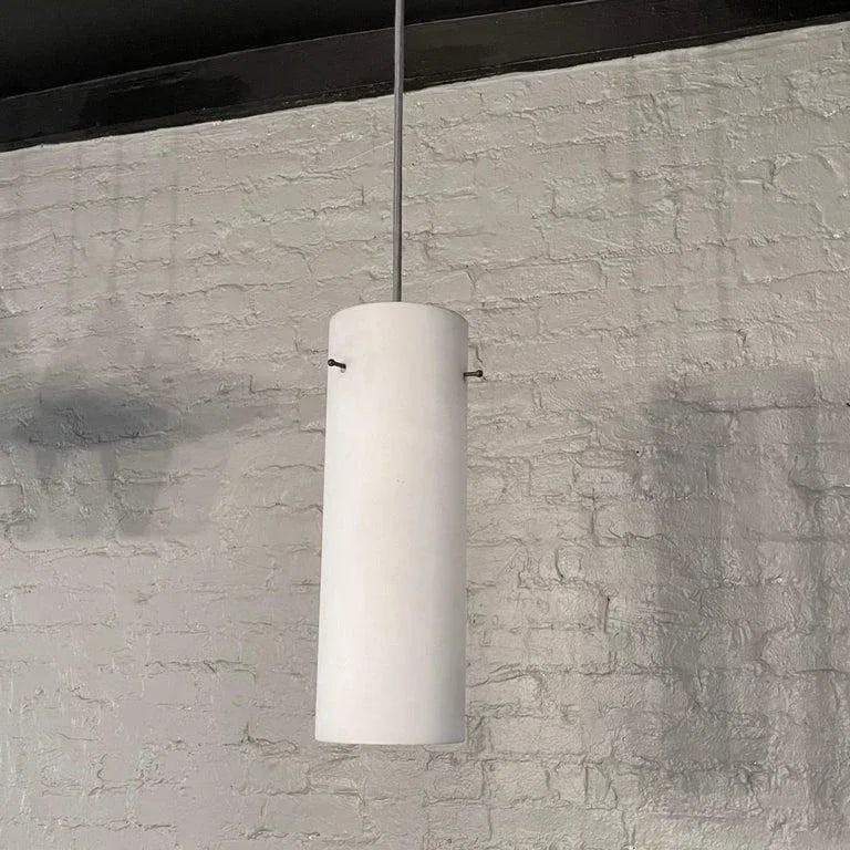 Mid-Century Modern Frosted Glass Cylinder Pendant - 3