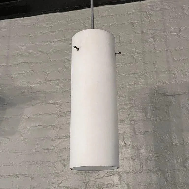 Mid-Century Modern Frosted Glass Cylinder Pendant - 4