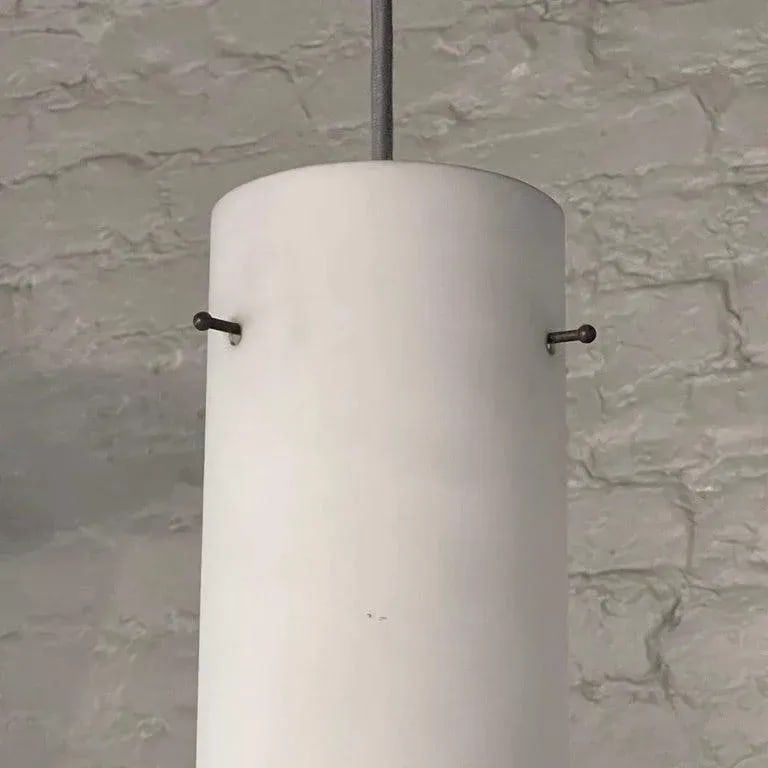 Mid-Century Modern Frosted Glass Cylinder Pendant - 5