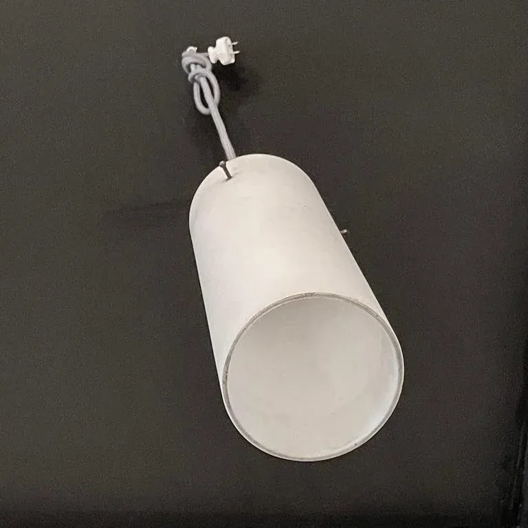 Mid-Century Modern Frosted Glass Cylinder Pendant - 7