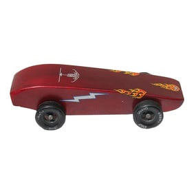 Vintage Red Flames/Bolts Awana Grand Prix Pinewood Derby Racer Car