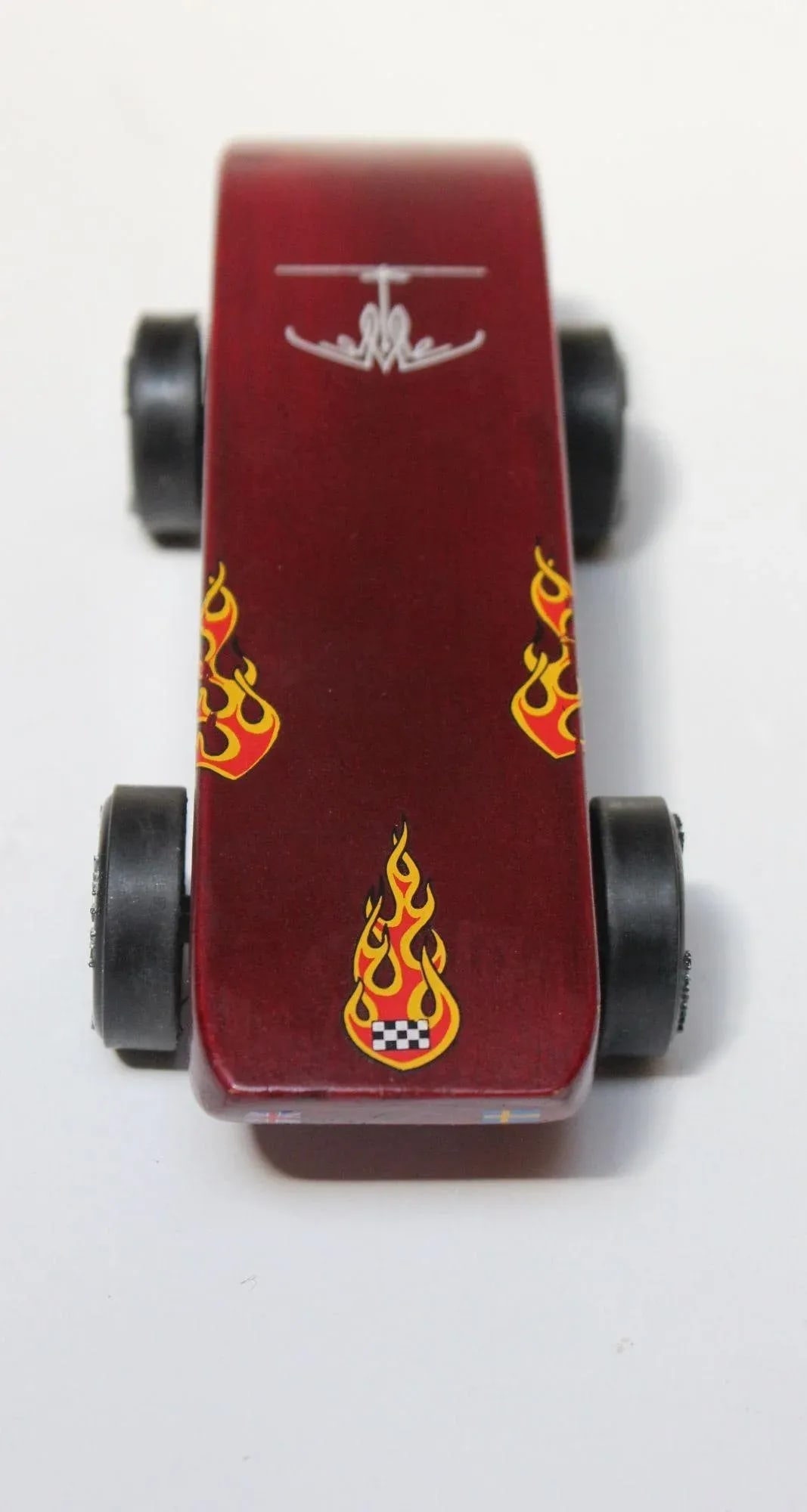 Vintage Red Flames/Bolts Awana Grand Prix Pinewood Derby Racer Car - 2