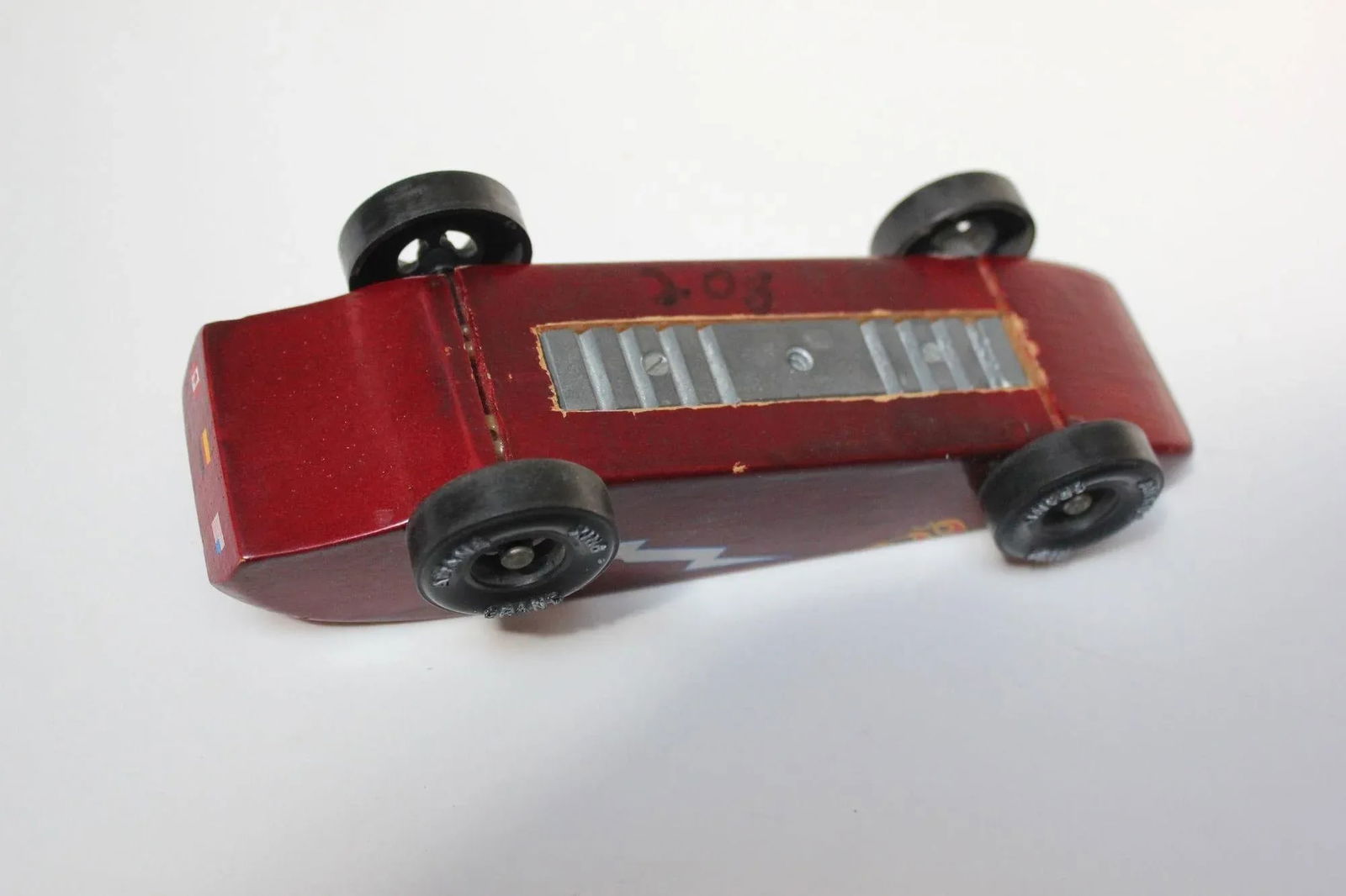 Vintage Red Flames/Bolts Awana Grand Prix Pinewood Derby Racer Car - 5