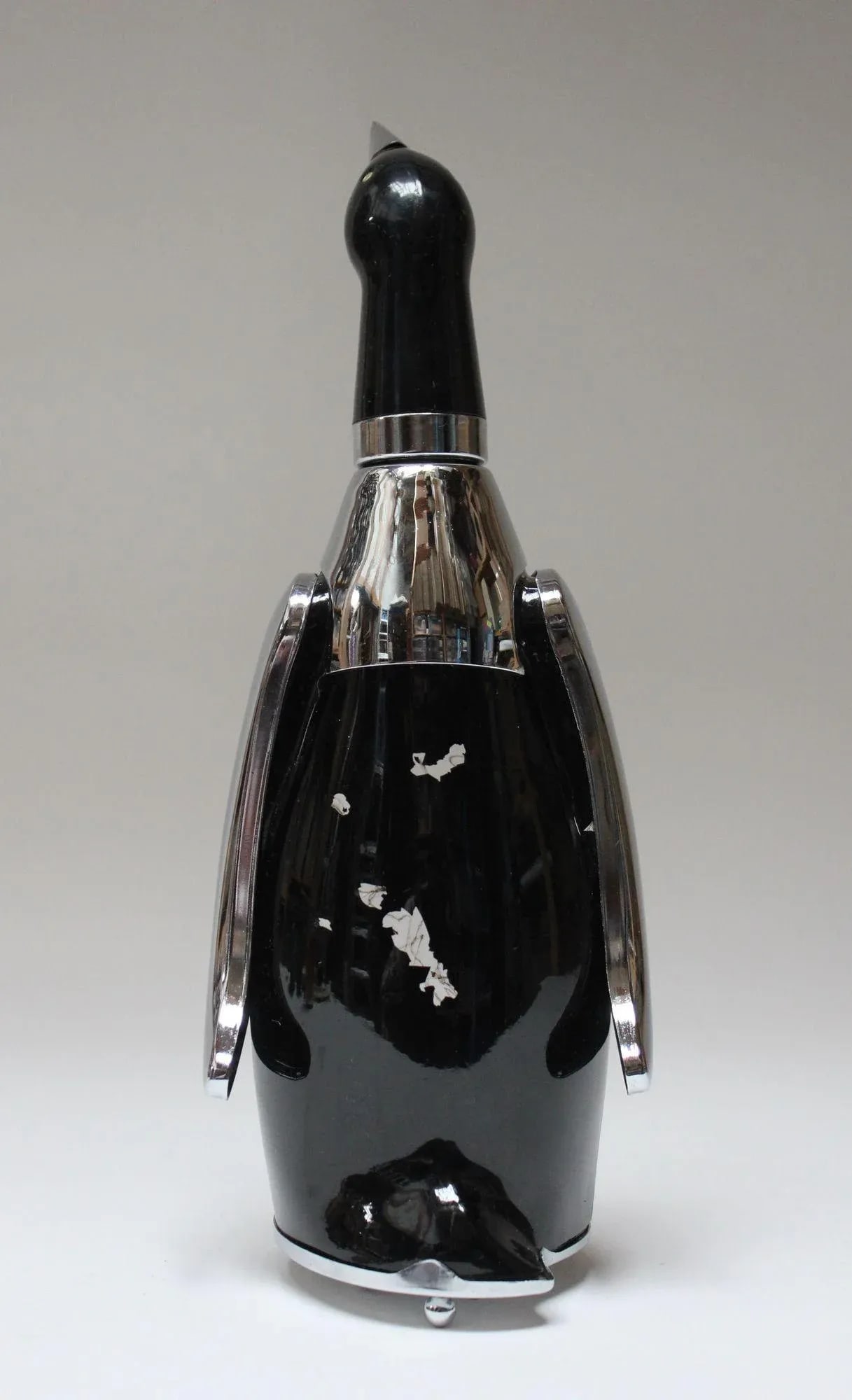 Vintage Japanese Chrome and Etched Glass "Penguin" Decanter and Music Box - 3