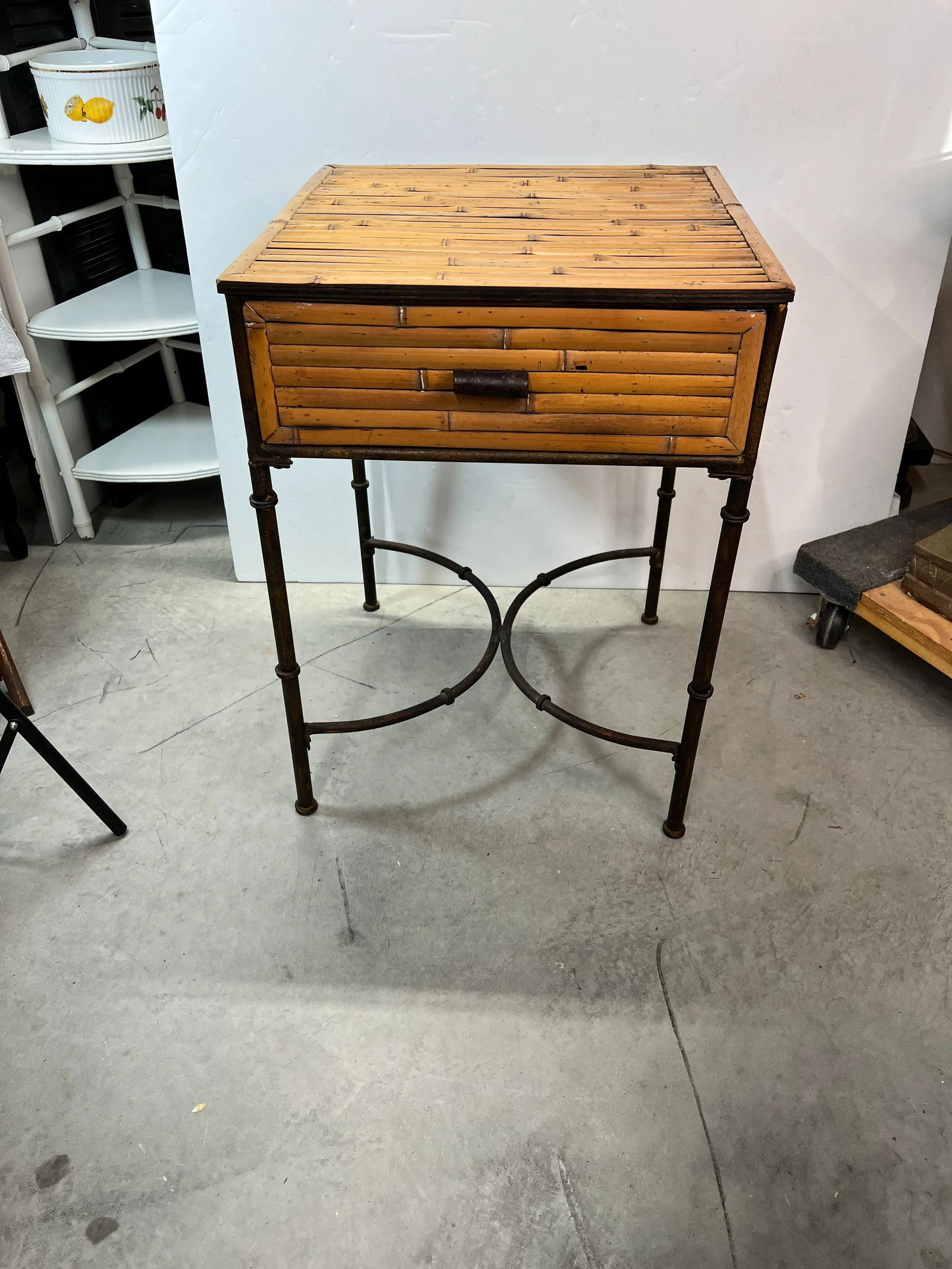 Vintage Split Bamboo Table With Giacometti Style Metal Legs - 4