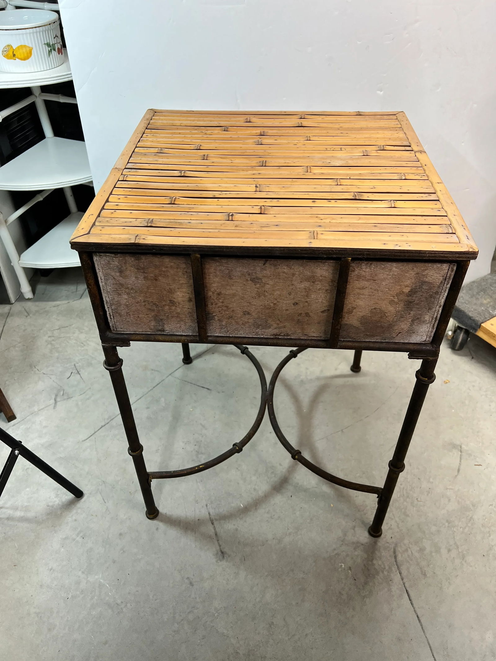 Vintage Split Bamboo Table With Giacometti Style Metal Legs - 8