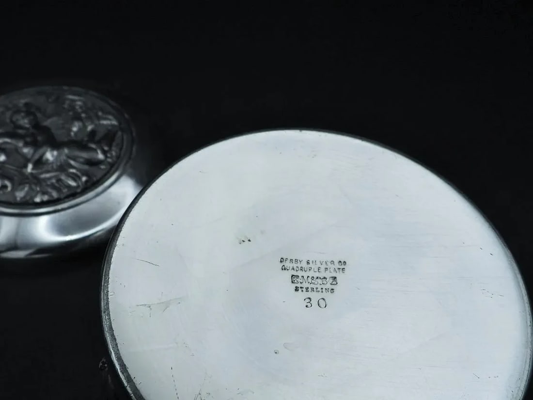 Antique Art Nouveau Cherub Armorini Sterling Silver Jewelry Box M & B Derby 1895 - 6