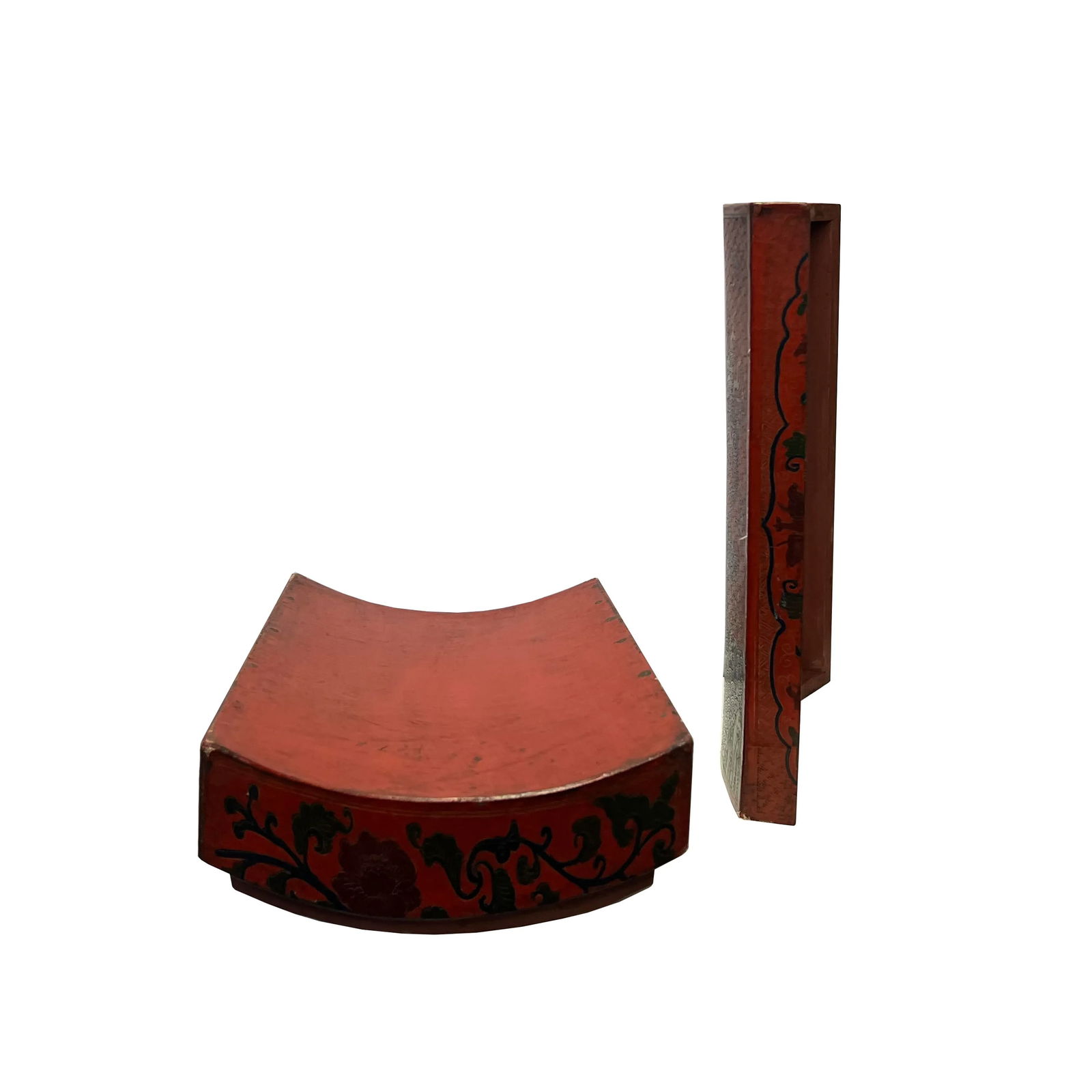 Chinese Distressed Brick Red Dragons Graphic Rectangular Shape Box - 2