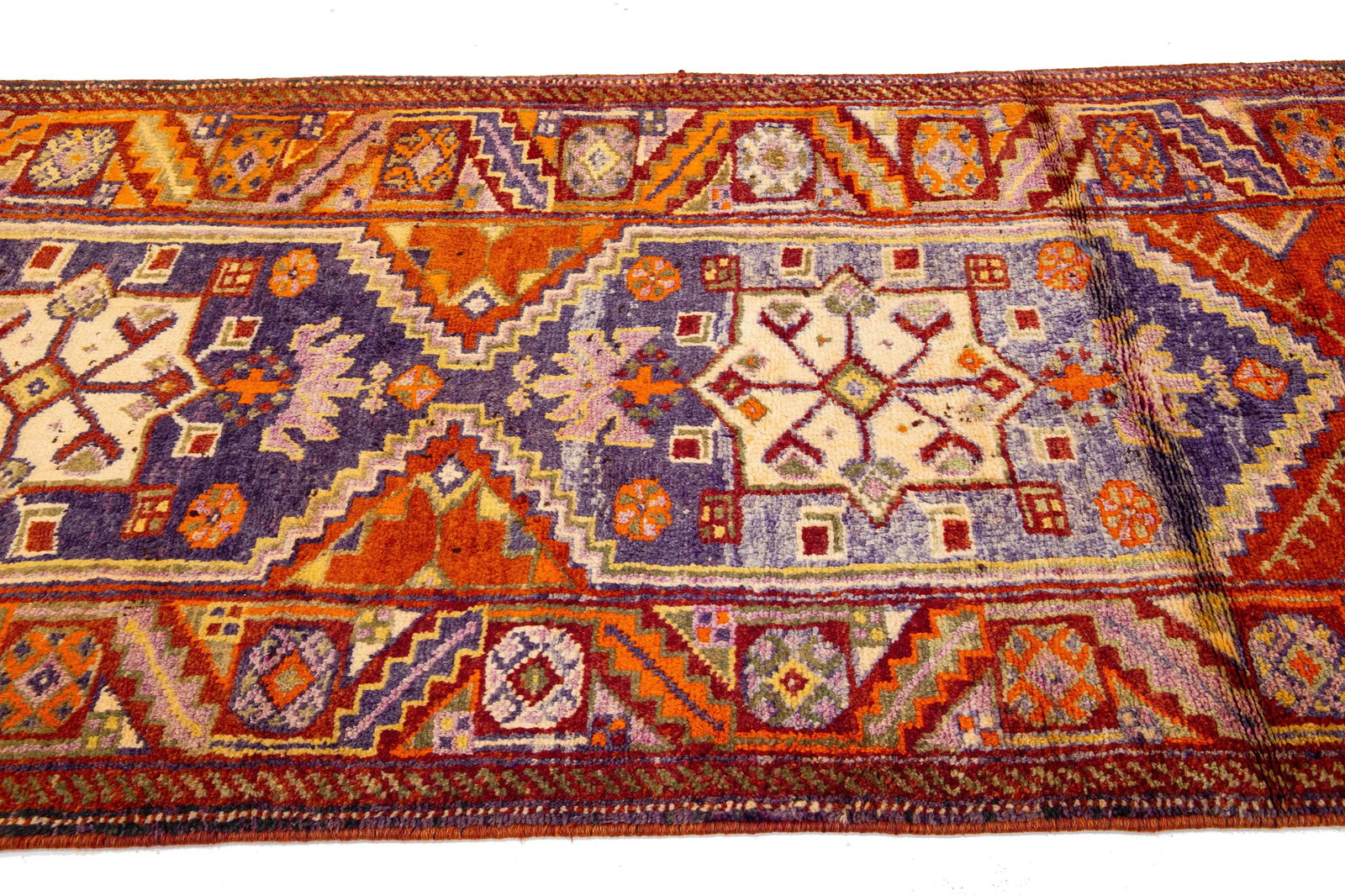 1960s Orange Heriz Wool Runner Handmade With Allover Design - 3