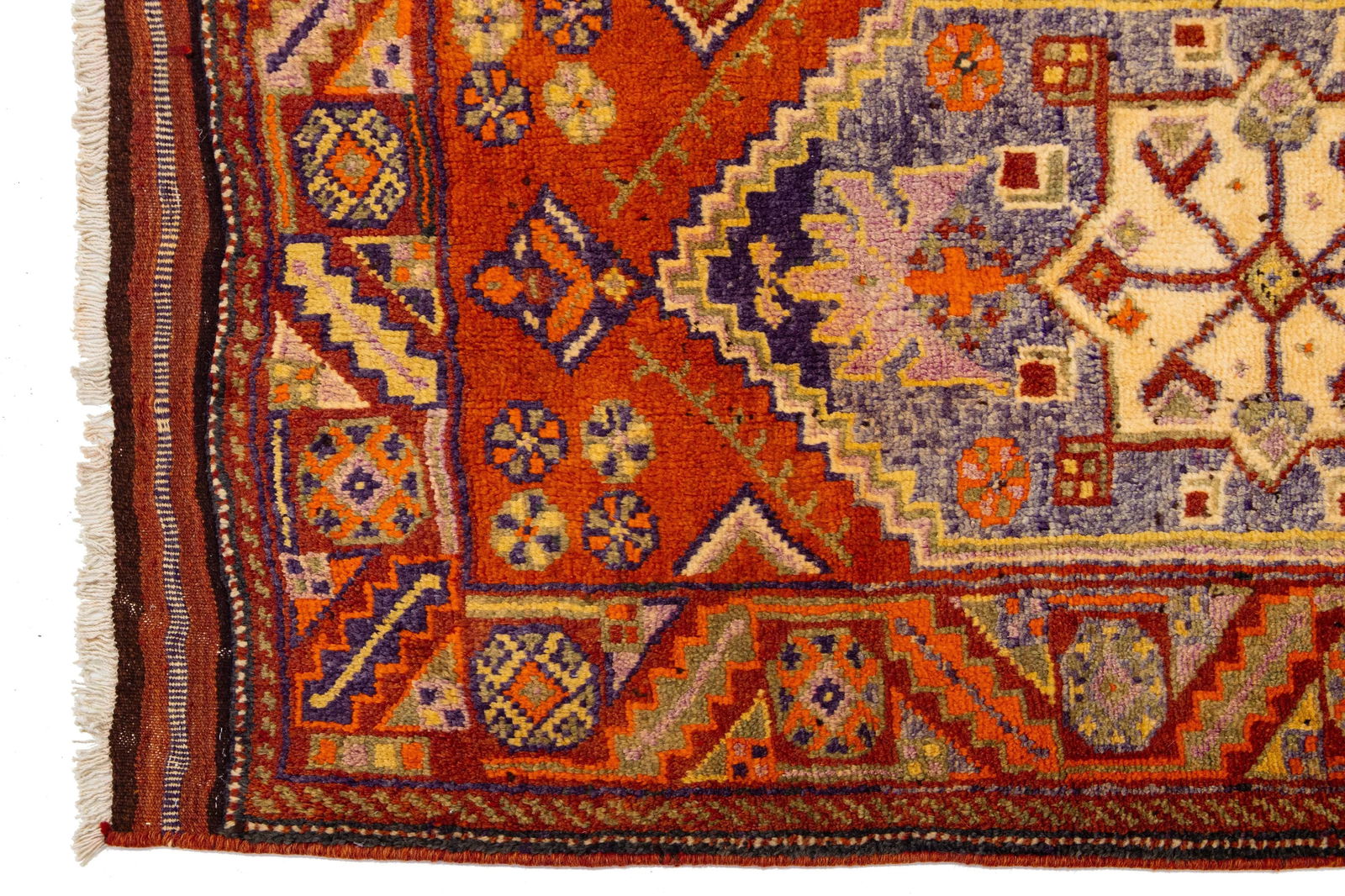 1960s Orange Heriz Wool Runner Handmade With Allover Design - 4