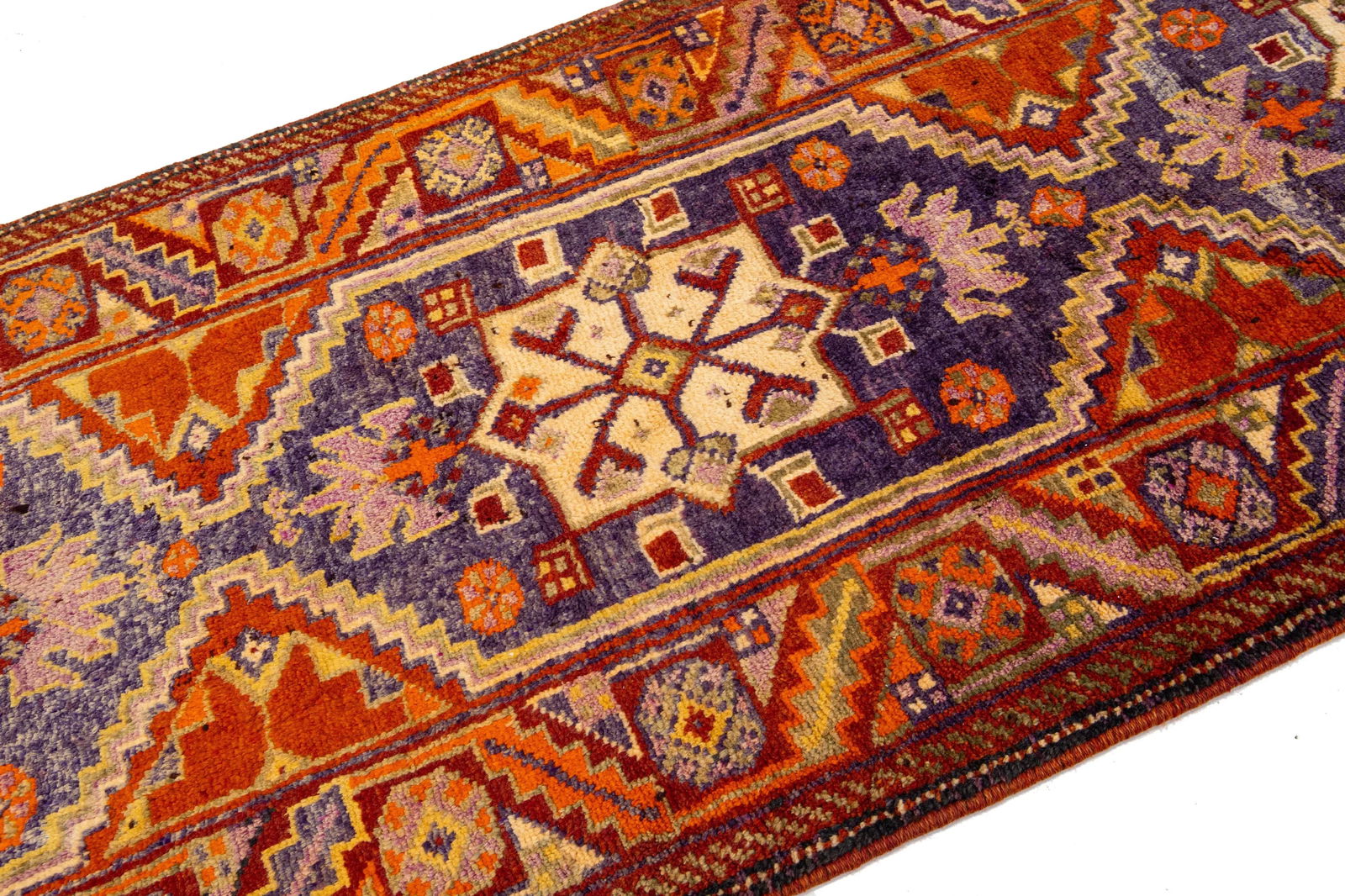 1960s Orange Heriz Wool Runner Handmade With Allover Design - 5