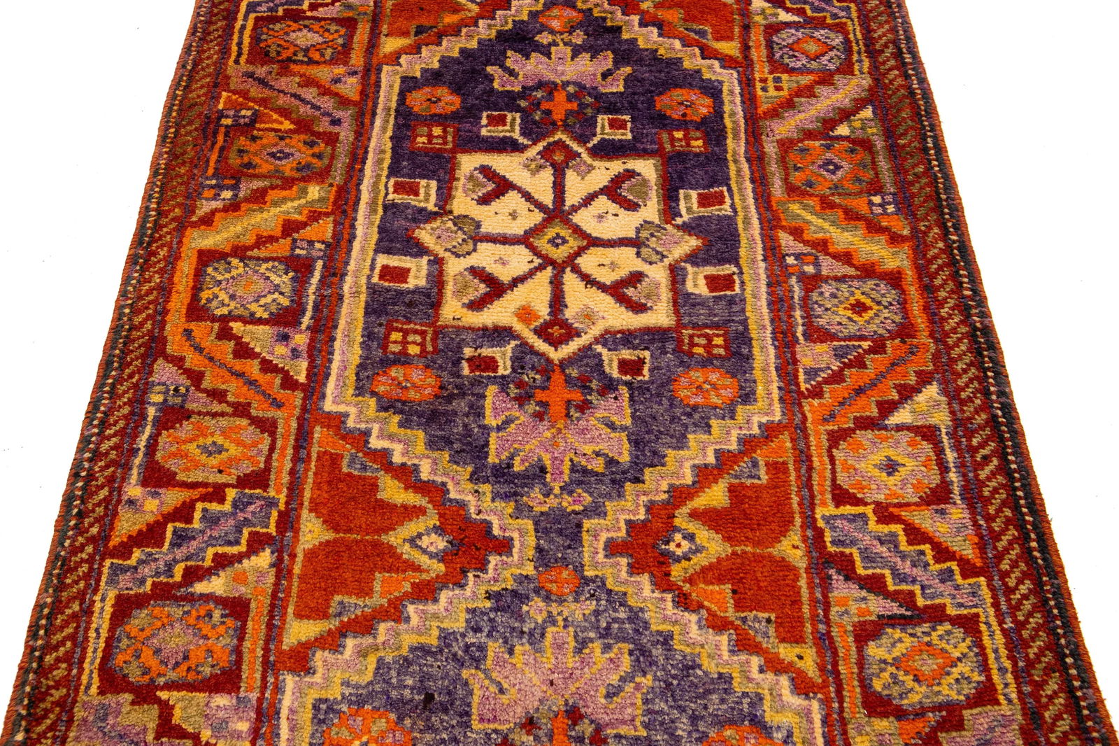 1960s Orange Heriz Wool Runner Handmade With Allover Design - 7