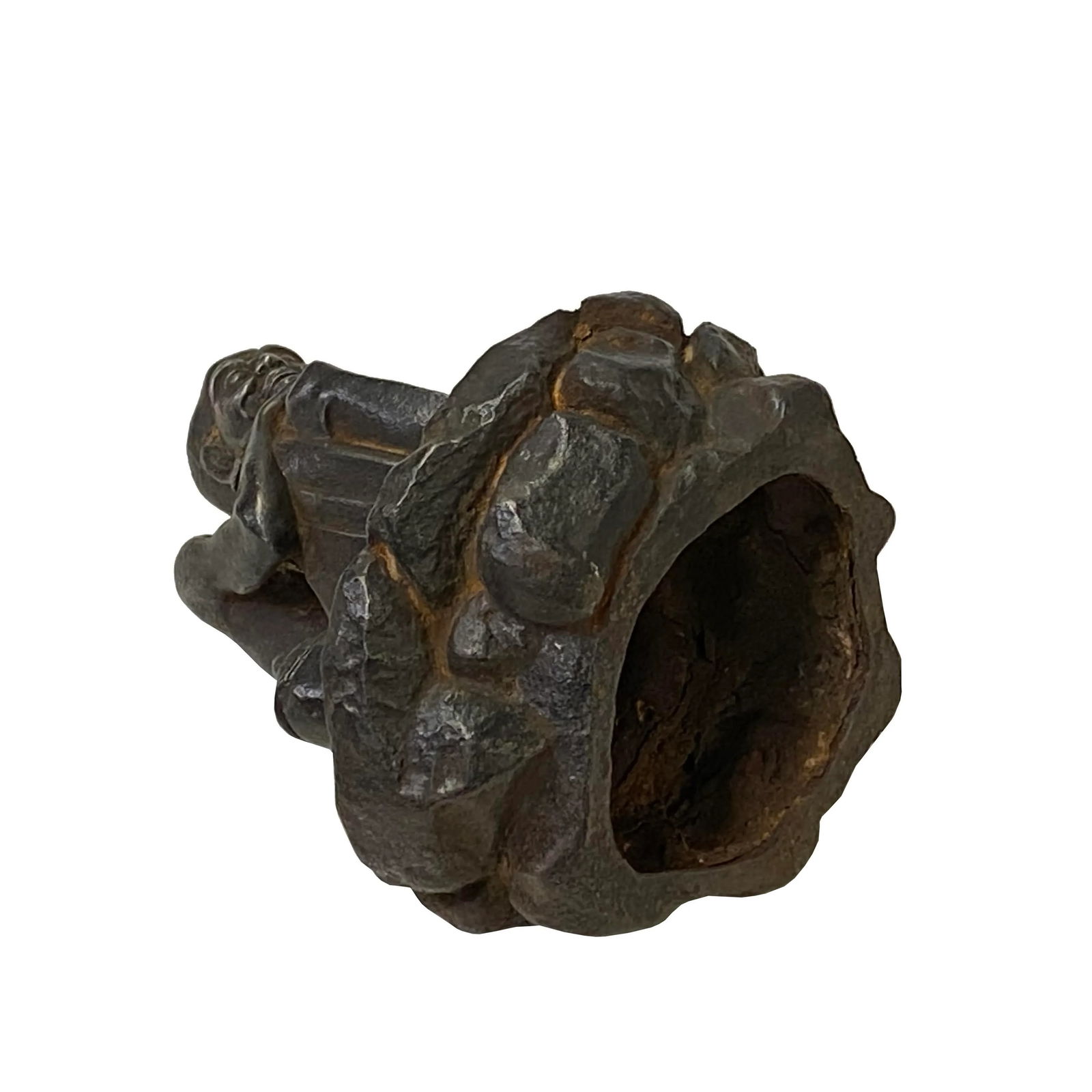 Vintage Iron Metal Finish Rustic Lohon Monk Arhat Figure - 3