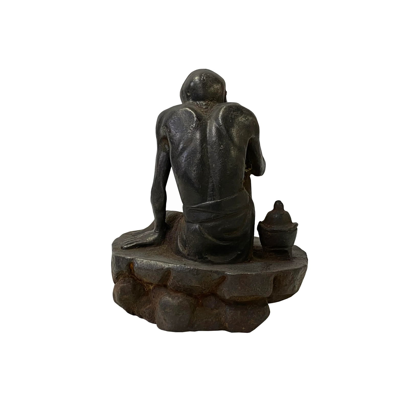 Vintage Iron Metal Finish Rustic Lohon Monk Arhat Figure - 4