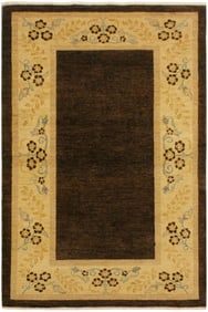 1990s Bohemian Gabbeh Brown/Tan Wool Area Rug -3'10 X 5'10