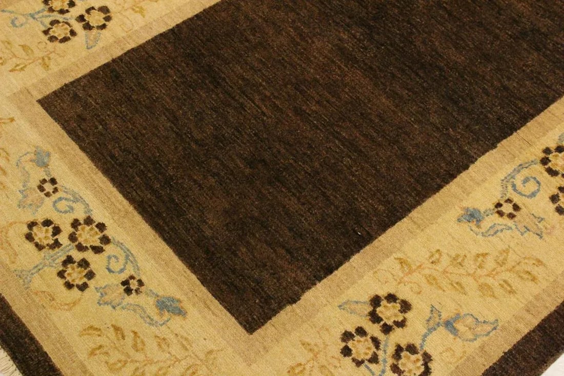 1990s Bohemian Gabbeh Brown/Tan Wool Area Rug -3'10 X 5'10 - 6