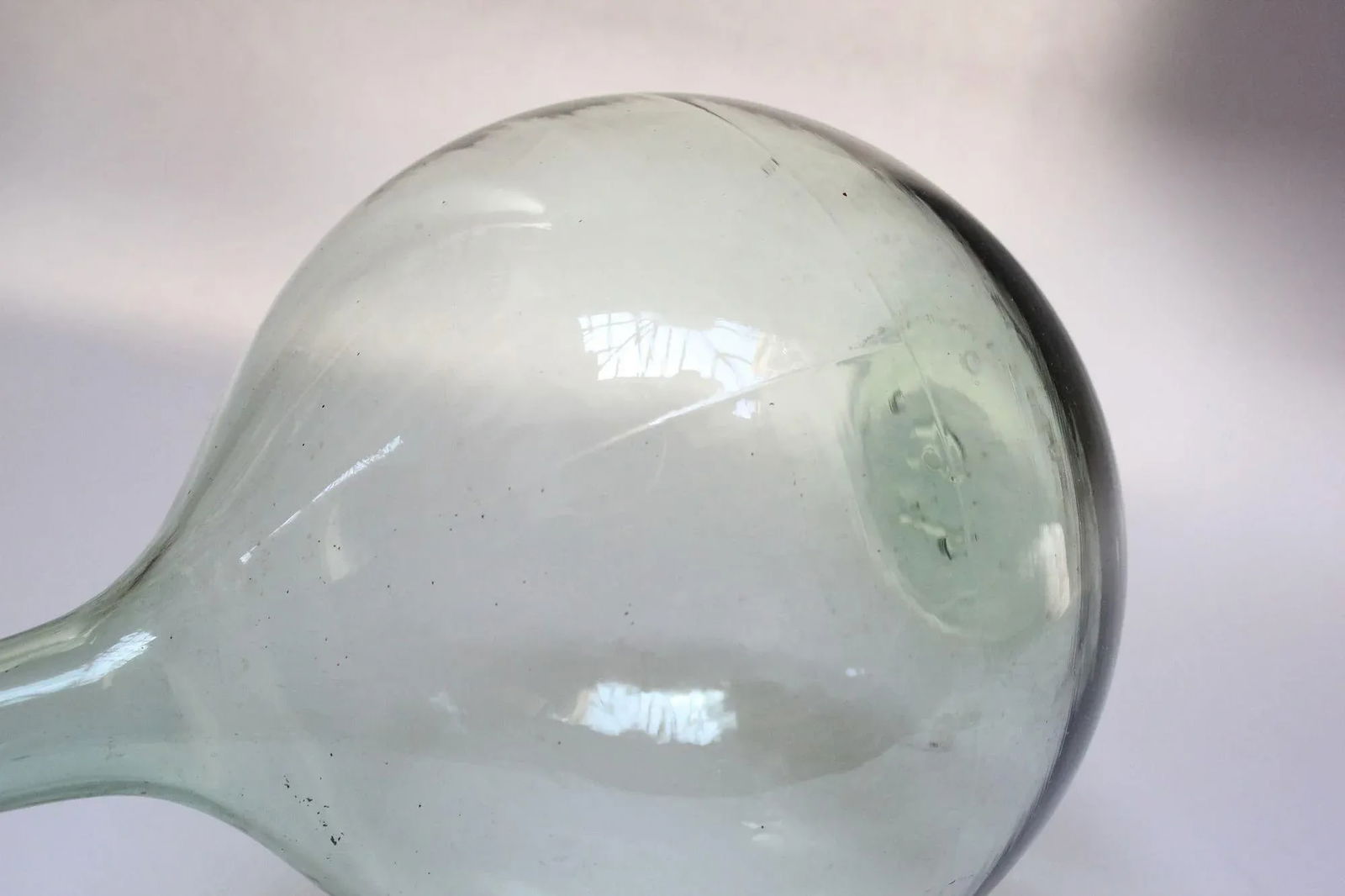 Vintage Bulbous-Form Light Green Demijohn With Cork Stopper - 11