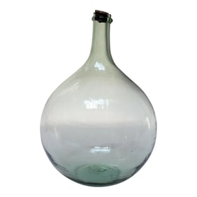 Vintage Bulbous-Form Light Green Demijohn With Cork Stopper