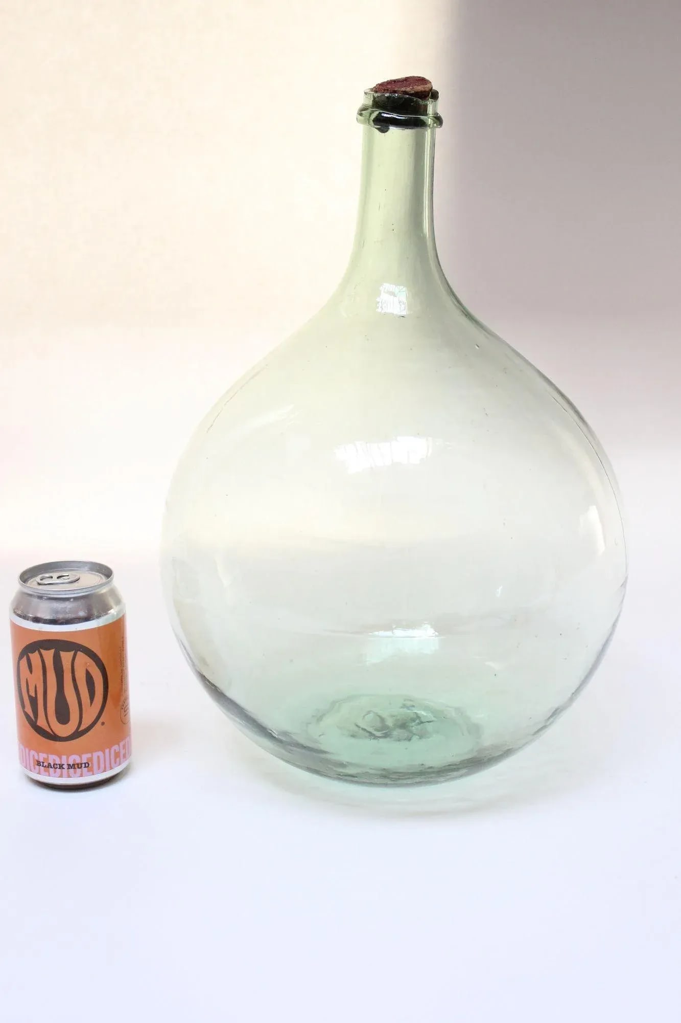 Vintage Bulbous-Form Light Green Demijohn With Cork Stopper - 5