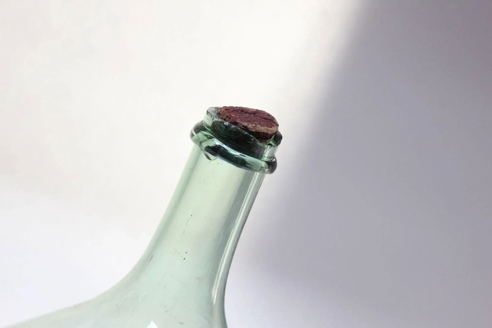 Vintage Bulbous-Form Light Green Demijohn With Cork Stopper - 6