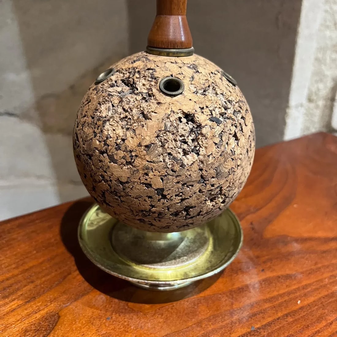 1960s Sculptural Cork and Walnut Table Desk Lamp Laurel Co - 11