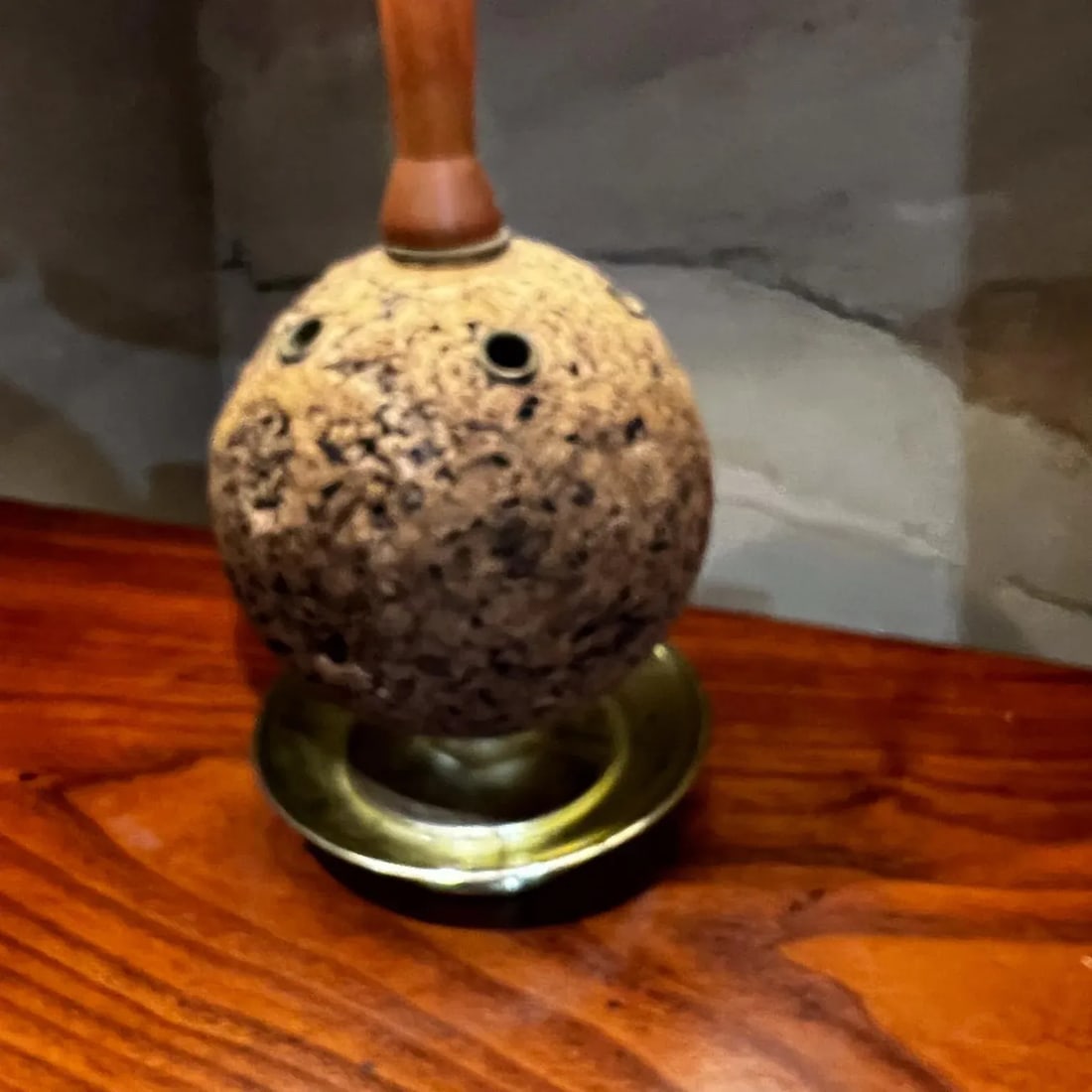 1960s Sculptural Cork and Walnut Table Desk Lamp Laurel Co - 3