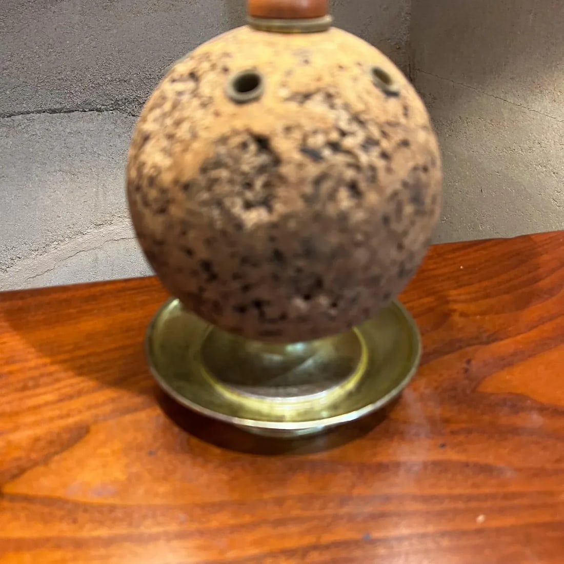 1960s Sculptural Cork and Walnut Table Desk Lamp Laurel Co - 6