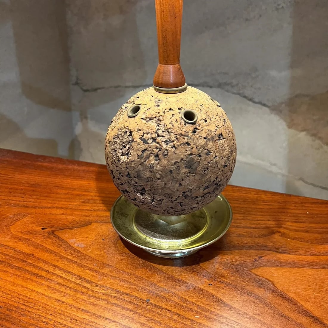 1960s Sculptural Cork and Walnut Table Desk Lamp Laurel Co - 8