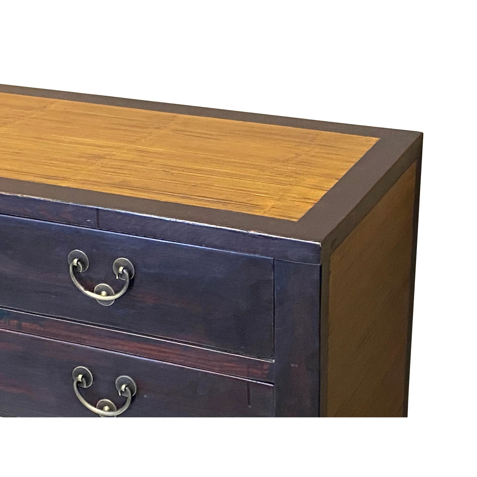 Chinese Brown Light Bamboo Strips Drawers Dresser Cabinet - 4