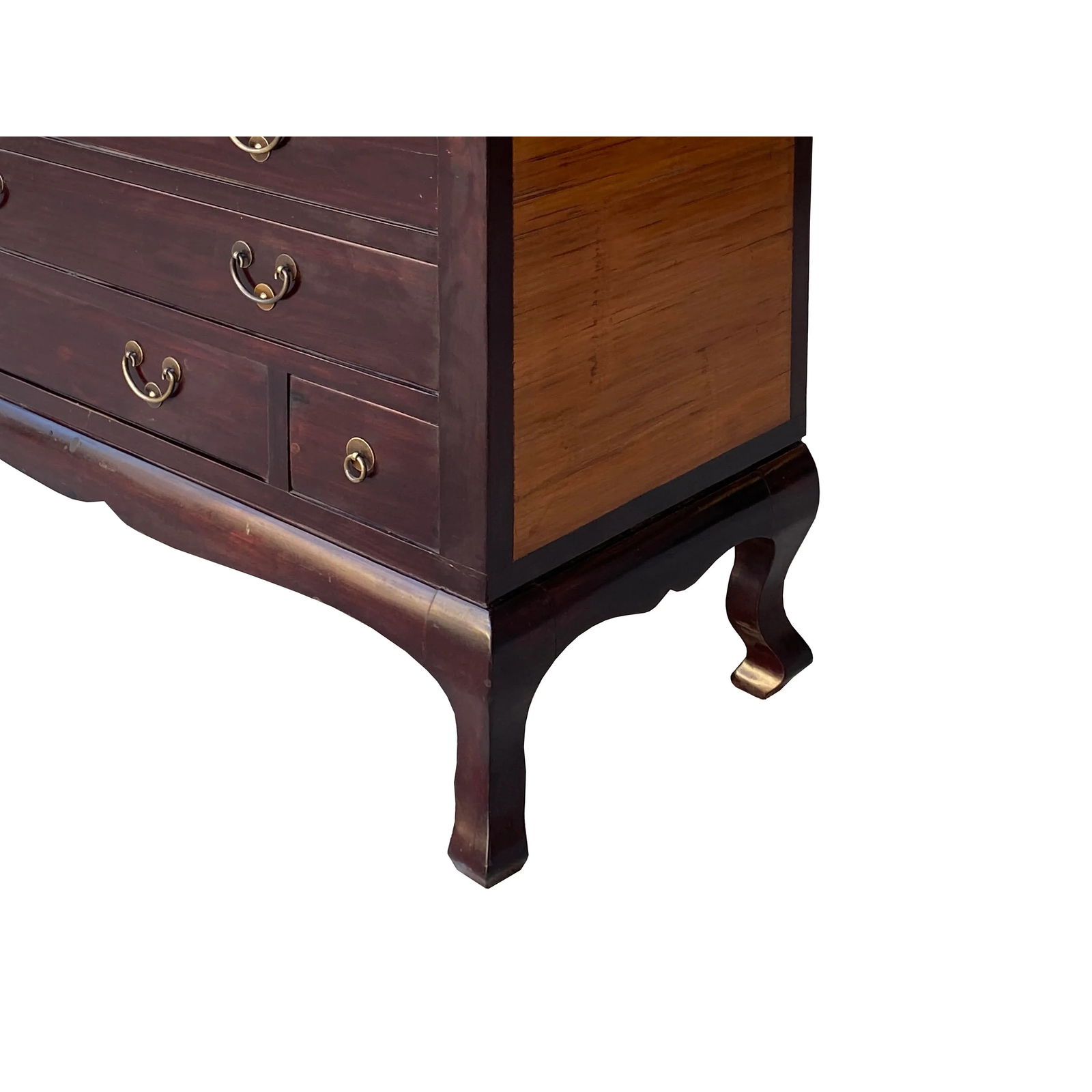 Chinese Brown Light Bamboo Strips Drawers Dresser Cabinet - 6