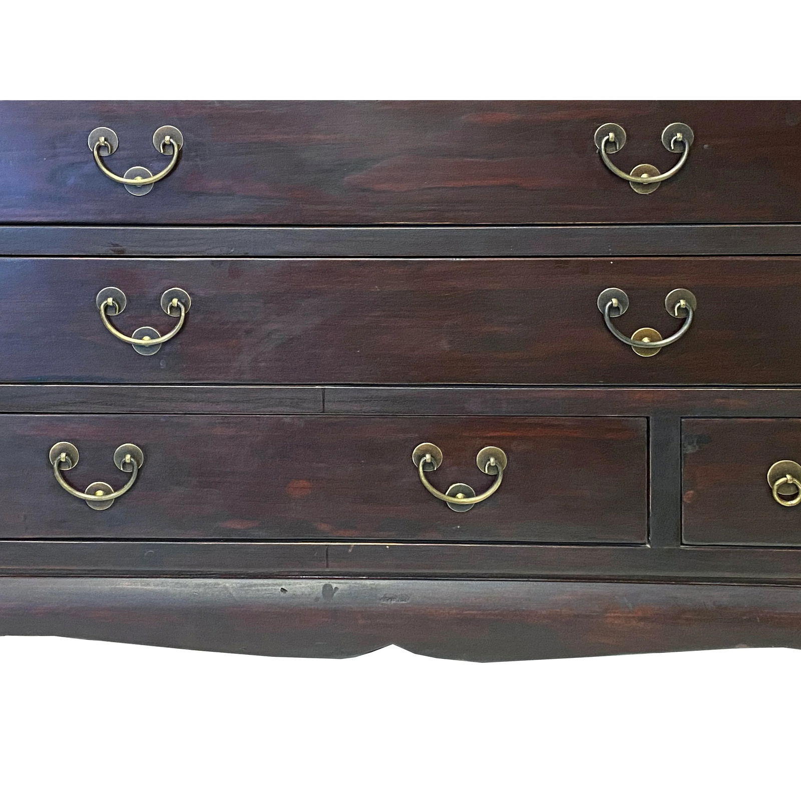 Chinese Brown Light Bamboo Strips Drawers Dresser Cabinet - 8