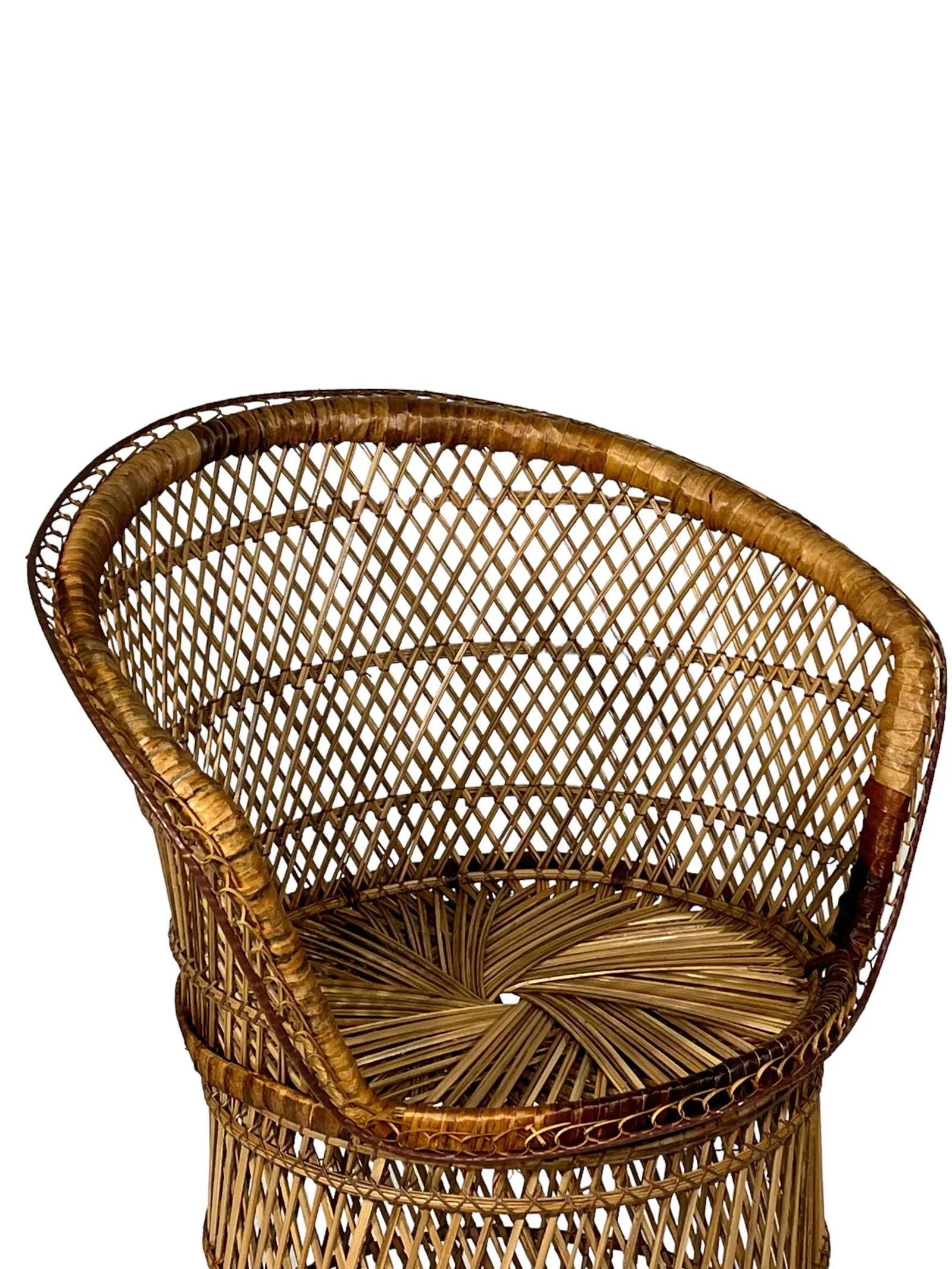 Boho Chic Bohemian Emmanuelle Style Woven Wicker Side Chair C 1970's - 10