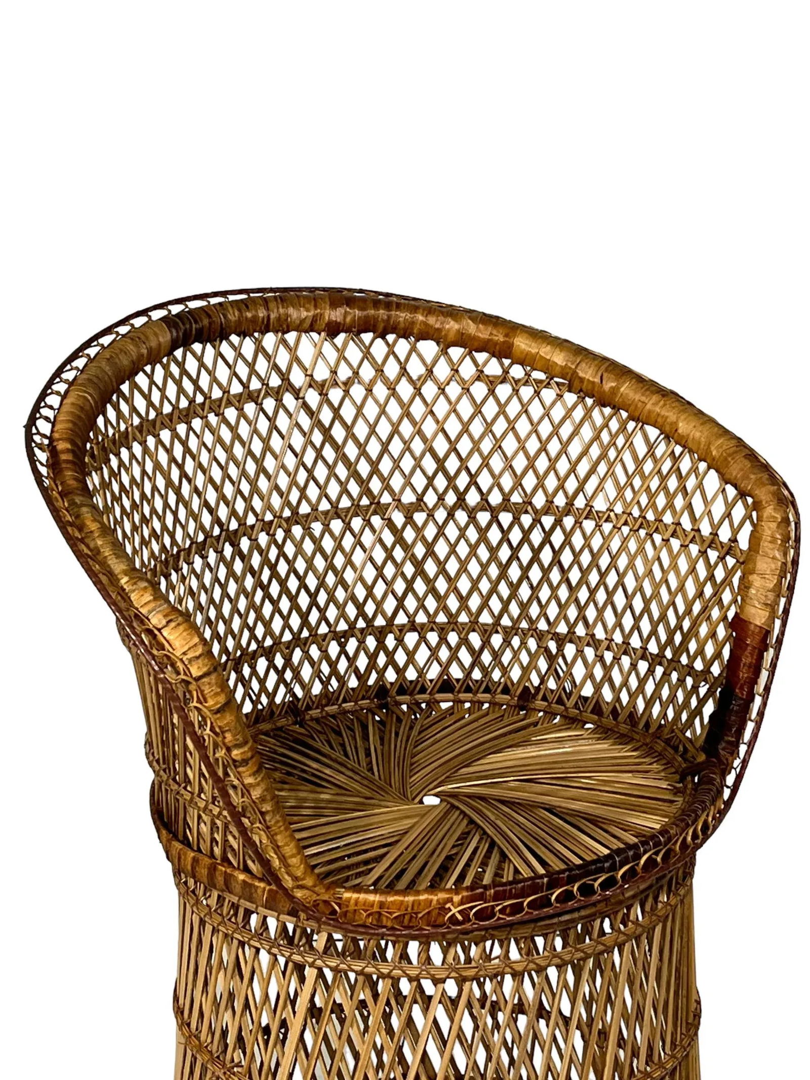 Boho Chic Bohemian Emmanuelle Style Woven Wicker Side Chair C 1970's - 11