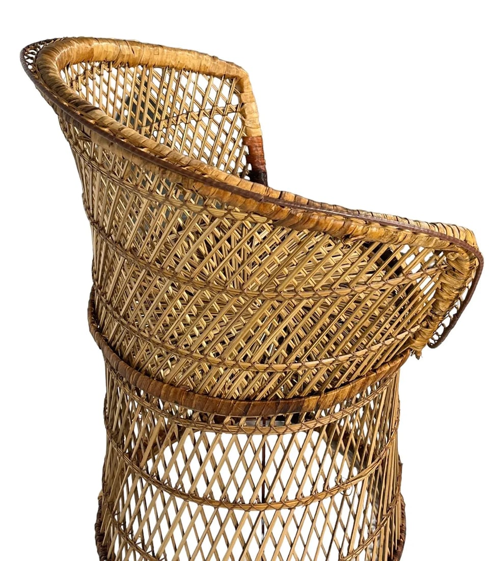 Boho Chic Bohemian Emmanuelle Style Woven Wicker Side Chair C 1970's - 2