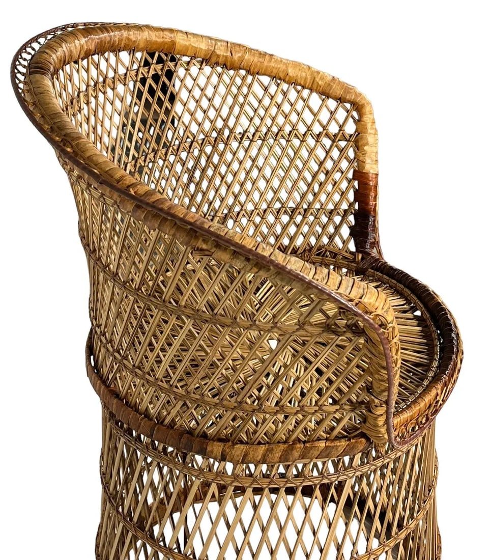 Boho Chic Bohemian Emmanuelle Style Woven Wicker Side Chair C 1970's - 3