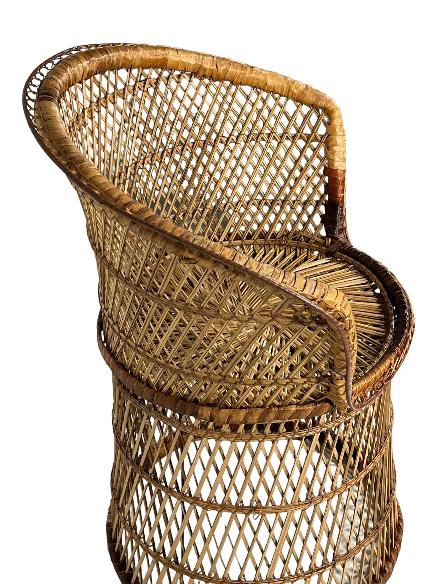 Boho Chic Bohemian Emmanuelle Style Woven Wicker Side Chair C 1970's - 5