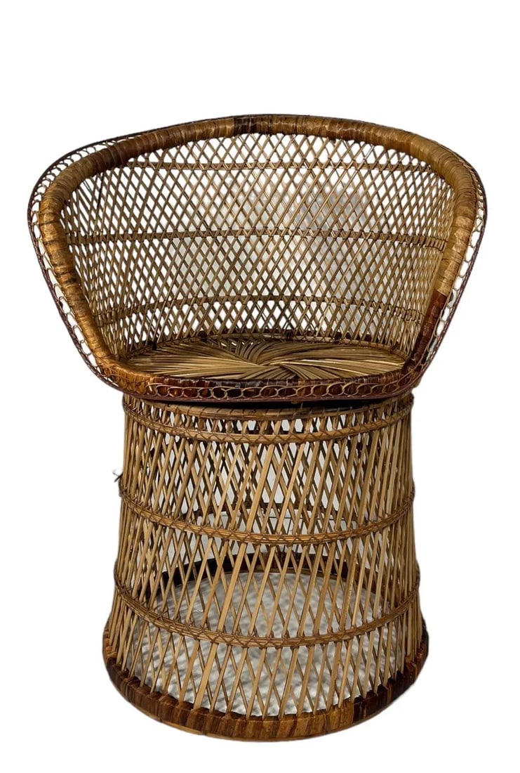 Boho Chic Bohemian Emmanuelle Style Woven Wicker Side Chair C 1970's - 6