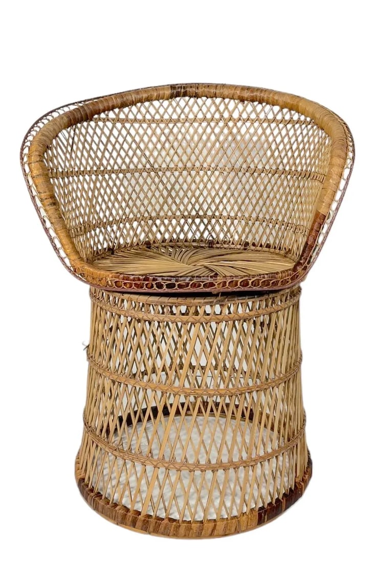 Boho Chic Bohemian Emmanuelle Style Woven Wicker Side Chair C 1970's - 9