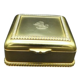 Antique E.G. Webster Gold Gilt Silver Rampant Lion Dresser Jewelry Box 1886-1928