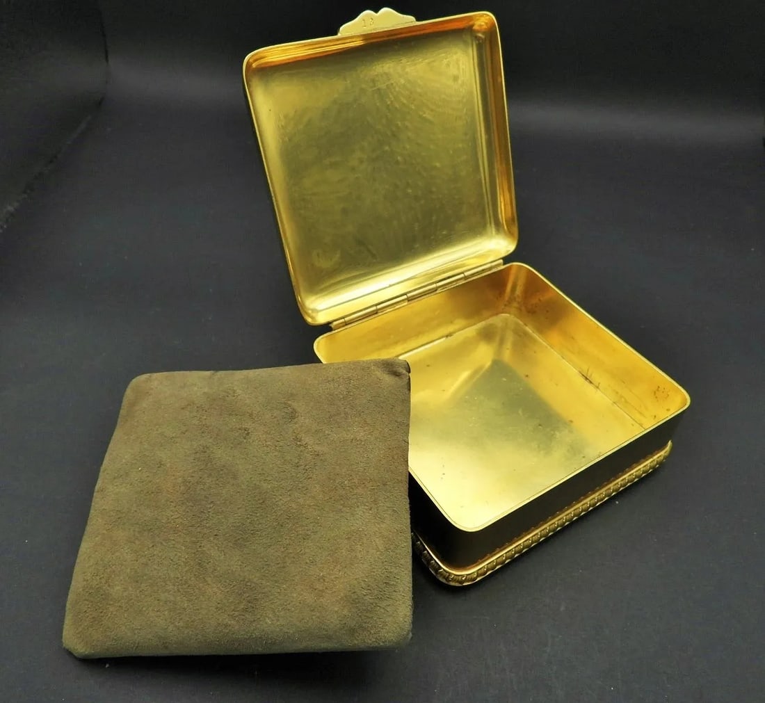 Antique E.G. Webster Gold Gilt Silver Rampant Lion Dresser Jewelry Box 1886-1928 - 5