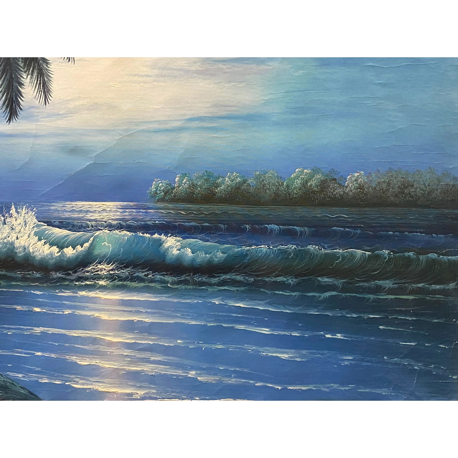 Oil Paint Canvas Art Palm Tree Ocean Beach Wave Wall Decor Painting - 4