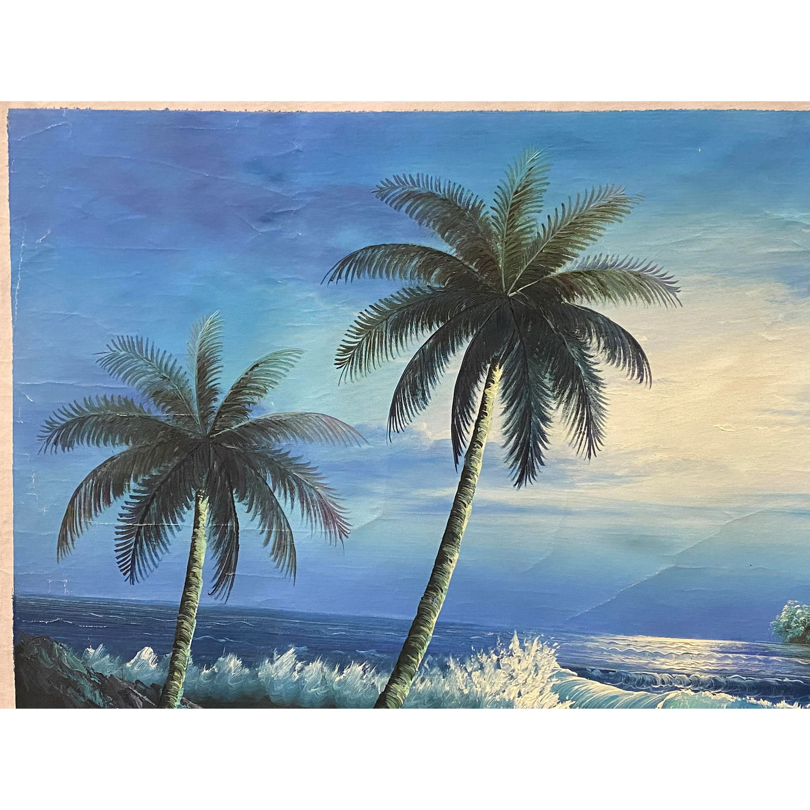 Oil Paint Canvas Art Palm Tree Ocean Beach Wave Wall Decor Painting - 5