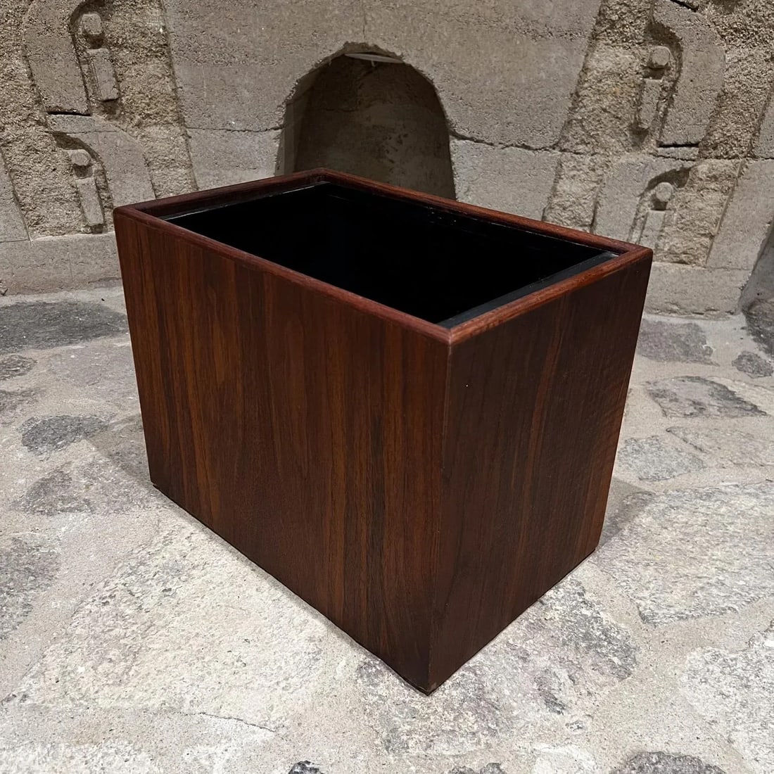 1970s Modern Walnut Wood Planter Box or Waste Basket - 6