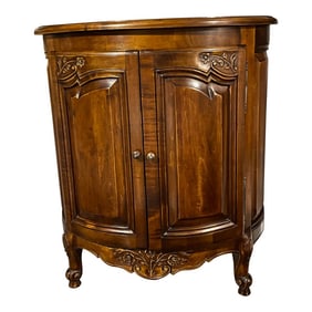 Hand Carved Wood Oval Nighstand