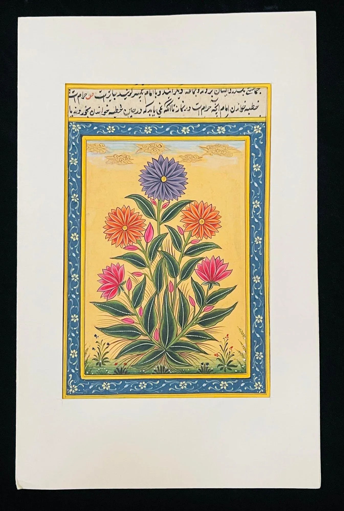 Late 19th Century Antique Indian Mughal Art Flower Painting From Mughal Monuments - 2